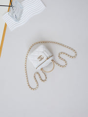 CHANEL 25S MINI VANITY BAG 11 CM IN WHITE LAMBSKIN WITH CRYSTAL-EMBELLISHED CC LOGO