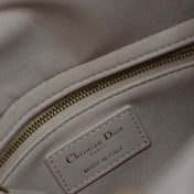 MEDIUM LADY BAG 20 IN BABY PINK QUILTED MACROCANNAGE CALFSKIN SWAMP YELLOW STRAP