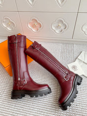 JAIME BOOT IN BURGUNDY RED CALFSKIN