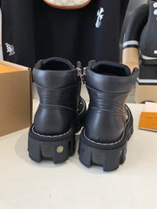 LV CHECKER ANKLE BOOT IN BLACK CALFSKIN