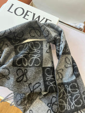 SCARF 180 CM IN BLACK MIX WHITE WOOL AND CASHMERE 410097