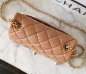 CHANEL 25S FLAP BAG 18 CM IN LIGHT BROWN LAMBSKIN WITH GOLD HARDWARE