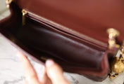 CHANEL 25S FLAP BAG 20 CM IN DARK BROWN LAMBSKIN WITH GOLD HARDWARE