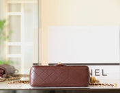 CHANEL 25S FLAP BAG 20 CM IN DARK BROWN LAMBSKIN WITH GOLD HARDWARE