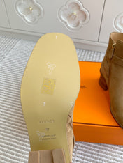 HM 25S ANKLE BOOTS 50 MM IN BROWN SUEDE WITH GOLD HARDWARE