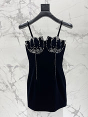 YSL 25S VELVET RHINESTONE DRESS STYLE 179