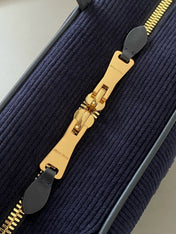 BEAU TOP HANDLE BAG 34 IN NAVY BLUE CORDUROY