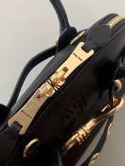 AVENTURE NAPPA MINI BAG 21 IN BLACK CALFSKIN GOLD HARDWARE