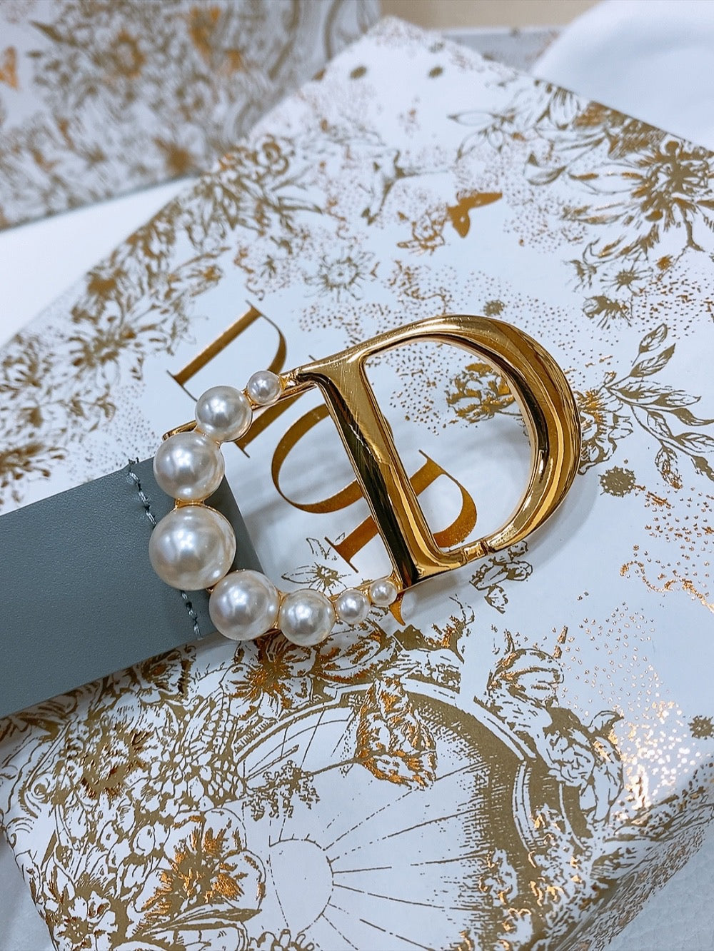 DIOR 25S BELT 30 MM IN SLATE BLUE CALFSKIN 586580