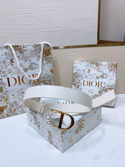 DIOR 25S BELT 30 MM IN WHITE CALFSKIN 586582