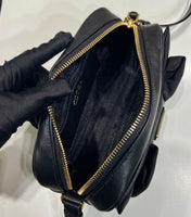 BOW BAG 18 IN BLACK RE-NYLON AND LAMBSKIN