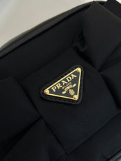 BOW BAG 18 IN BLACK RE-NYLON AND LAMBSKIN