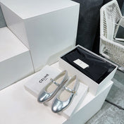 MARRY JANE FLAT IN SILVER CALFSKIN
