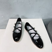 LES BALLERINES CELINE BABIES IN BLACK PATENT CALFSKIN