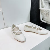 LES BALLERINES CELINE BABIES IN WHITE PATENT CALFSKIN