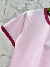 Gucci Embroidered Short Sleeves T-shirt Pink Cotton