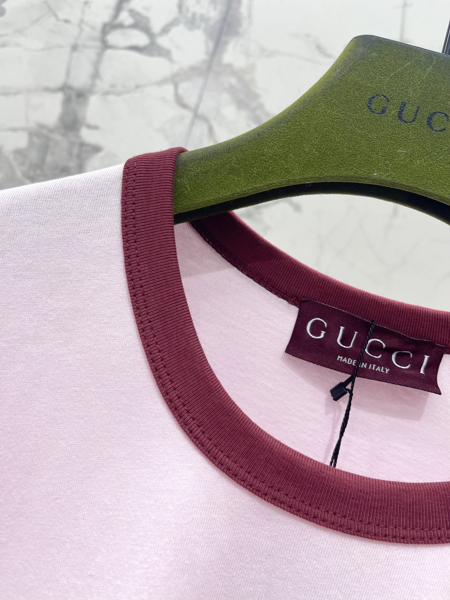 Gucci Embroidered Short Sleeves T-shirt Pink Cotton