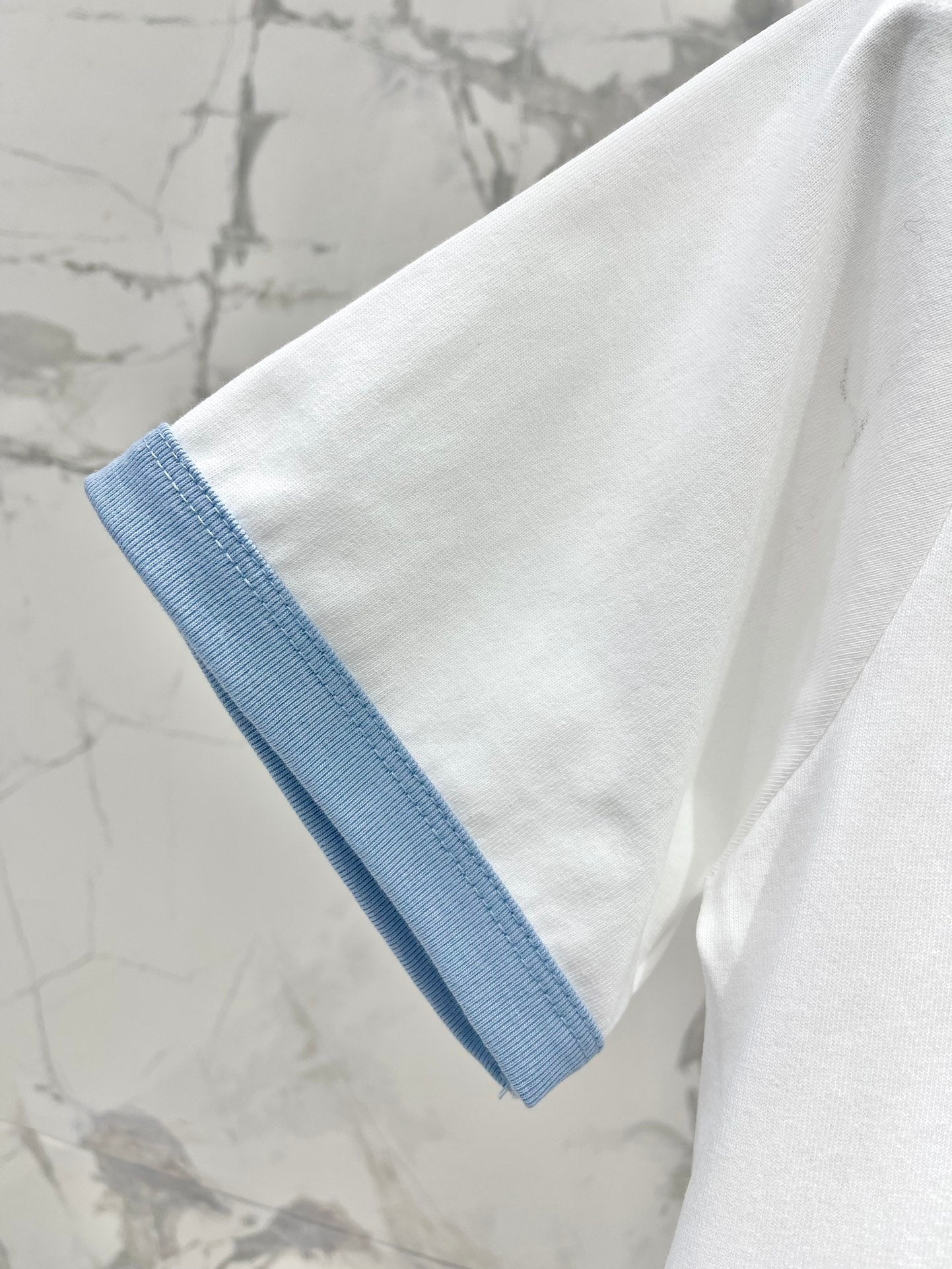 Gucci Embroidered Short Sleeves T-shirt White Blue Cotton