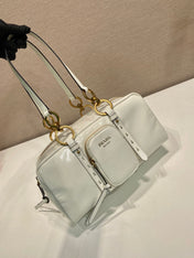 LARGE RECTANGULAR BAG 30 IN WHITE OIL WAX LAMBSKIN GOLD HARDWARE