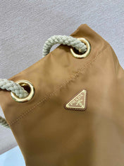 BUCKET BAG 28 IN SEPIA BROWN RE-NYLON GOLD LOGO