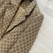 Gucci GG Letter Jacquard Woven Jacket Light Brown Polyester Fiber