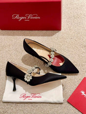 EFFLORESCENCE MARY JANE PUMPS IN BLACK SILK
