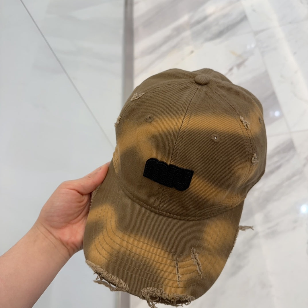 MM BASEBALL CAP IN BROWN DISTRESSED FABRIC STYLE 1