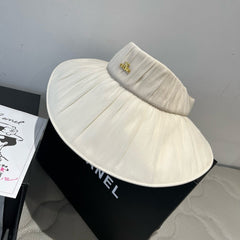 WIDE BRIM HALF HEAD HAT MODEL 650344 IN CREAM WHITE PLEATED SATIN