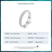 Bamoer 925 Sterling Silver Shiny Zircon Wide Ring Simple Eternity Band for Women Valentine's Day Gift Luxury Fine Jewelry BSR383