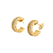 ZERO 1 ROCK GOLD EARRINGS WITH STUDDED SPIRAL AND PAVED DIAMONDS