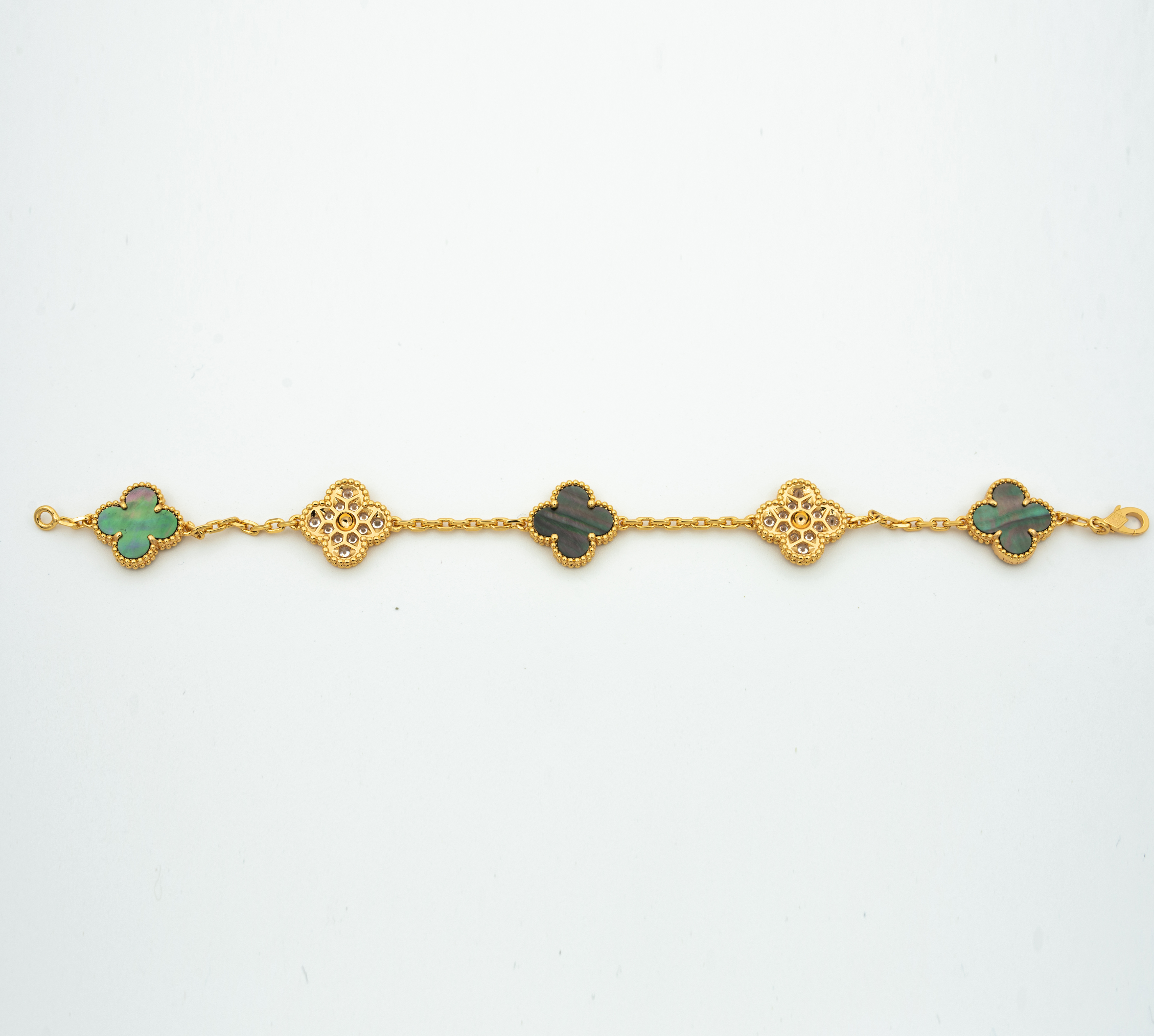 CLOVER BRACELET 5 MOTIF MOP AND DIAMOND