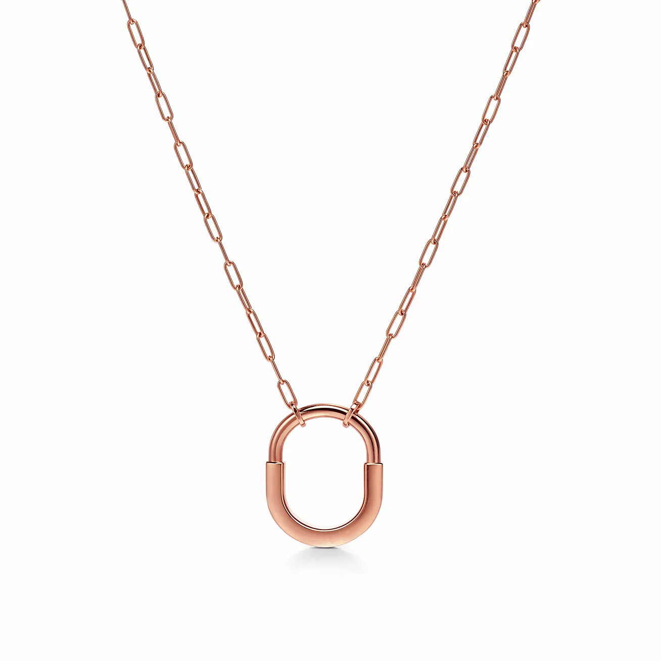 LOCK MEDIUM PENDANT PINK DIAMOND PINK GOLD NECKLACE