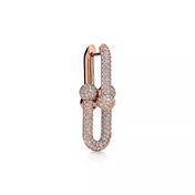 LARGE LINK EARRINGS PINK GOLD WITH PAVED DIAMONDS