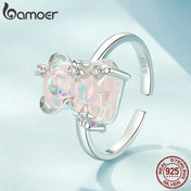 BAMOER 925 Silver Butterfly Ring for Girls, Dainty Cute Butterfly Jewelry Gifts for Women On Birthday Christmas for Girlfriend