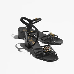 SANDALS 40 MM IN BLACK PATENT LAMBSKIN