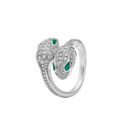SERPENTI RING MALACHITE DIAMOND DOUBLE SNAKE