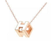 H WHITE SQUARE PINK GOLD NECKLACE