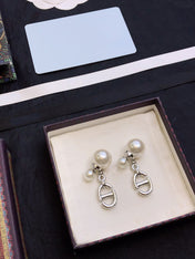 CD DROP PEARL TRIBALES EARRINGS SILVER
