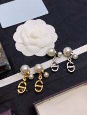 CD DROP PEARL TRIBALES EARRINGS SILVER