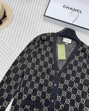 GG V-Neck Long Sleeve Cardigan Black Beige Monogram