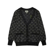 GG Cardigan V-Neck Monogram Black Jacquard