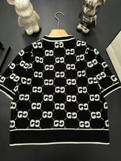 GG Short Sleeve Sweater BLack Jacquard
