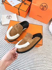 G0 MULE BROWN SUEDE SHEARLING