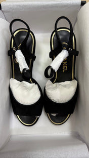 CC SUEDE KIDSKIN SANDAL IMITATION PEARLS BLACK