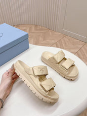 Padded Leather MULES Sandals Lambskin Beige