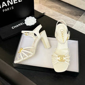 HIGHT SANDALS 2025 IN WHITE PATENT LAMBSKIN