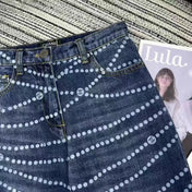 CC Jeans Printed Faded Denim Blue and White