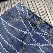 CC Jeans Printed Faded Denim Blue and White