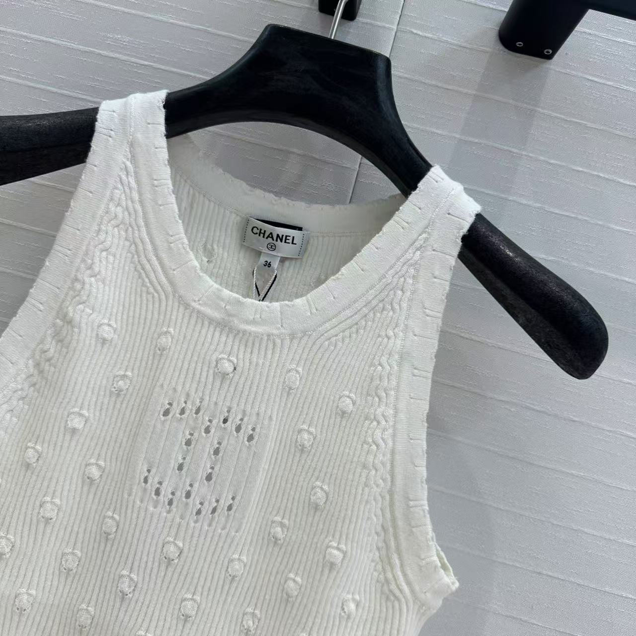 CC 25 White Knitted Tank Top