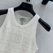 CC 25 White Knitted Tank Top